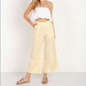 Faithfull the Brand Yellow Gingham Linen Pants
